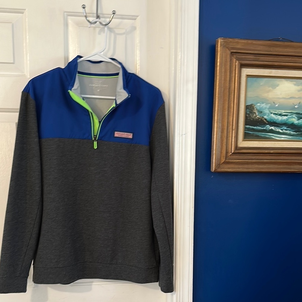 NWOT Men’s Vineyard Vines Gray Blue Heather Quarter Zip Pullover Sweatshirt